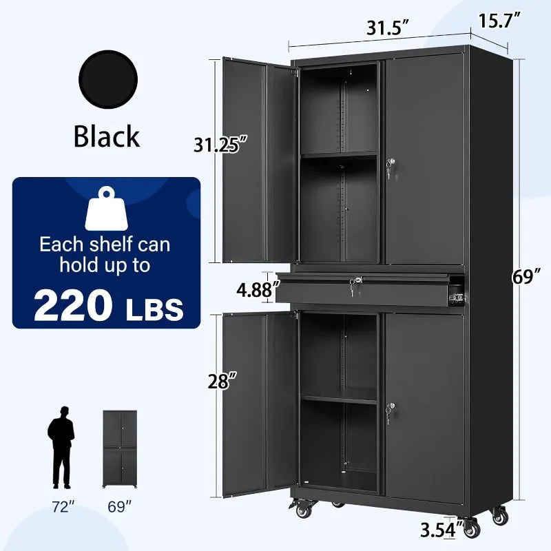 Lockable Black Metal Storage Cabinet