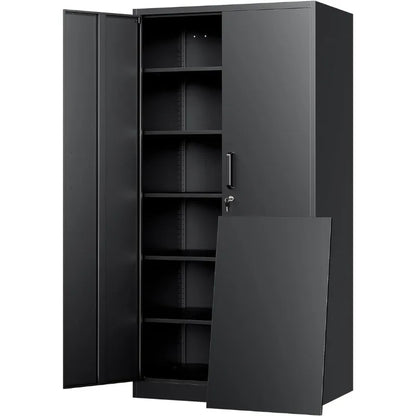 Lockable Black Metal Storage Cabinet