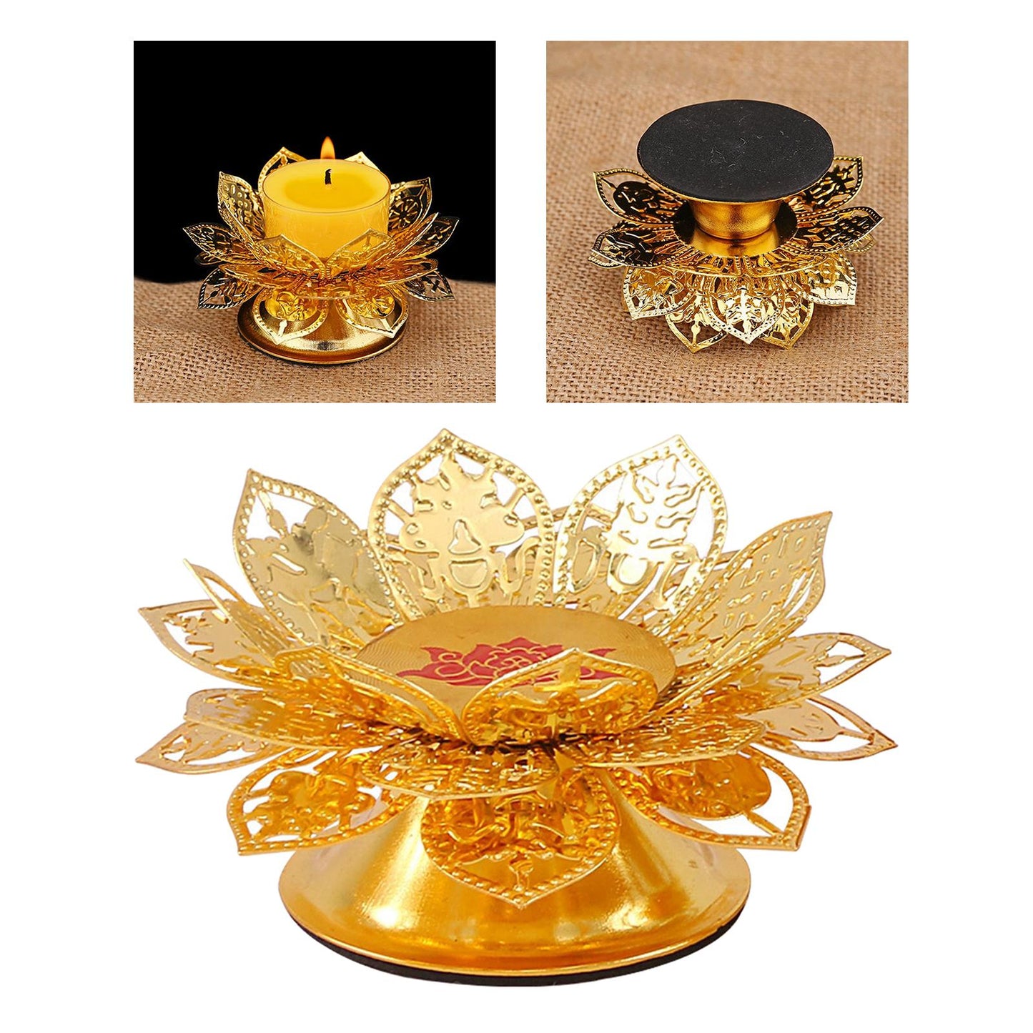 Lotus Flower Alloy Candlestick Holder