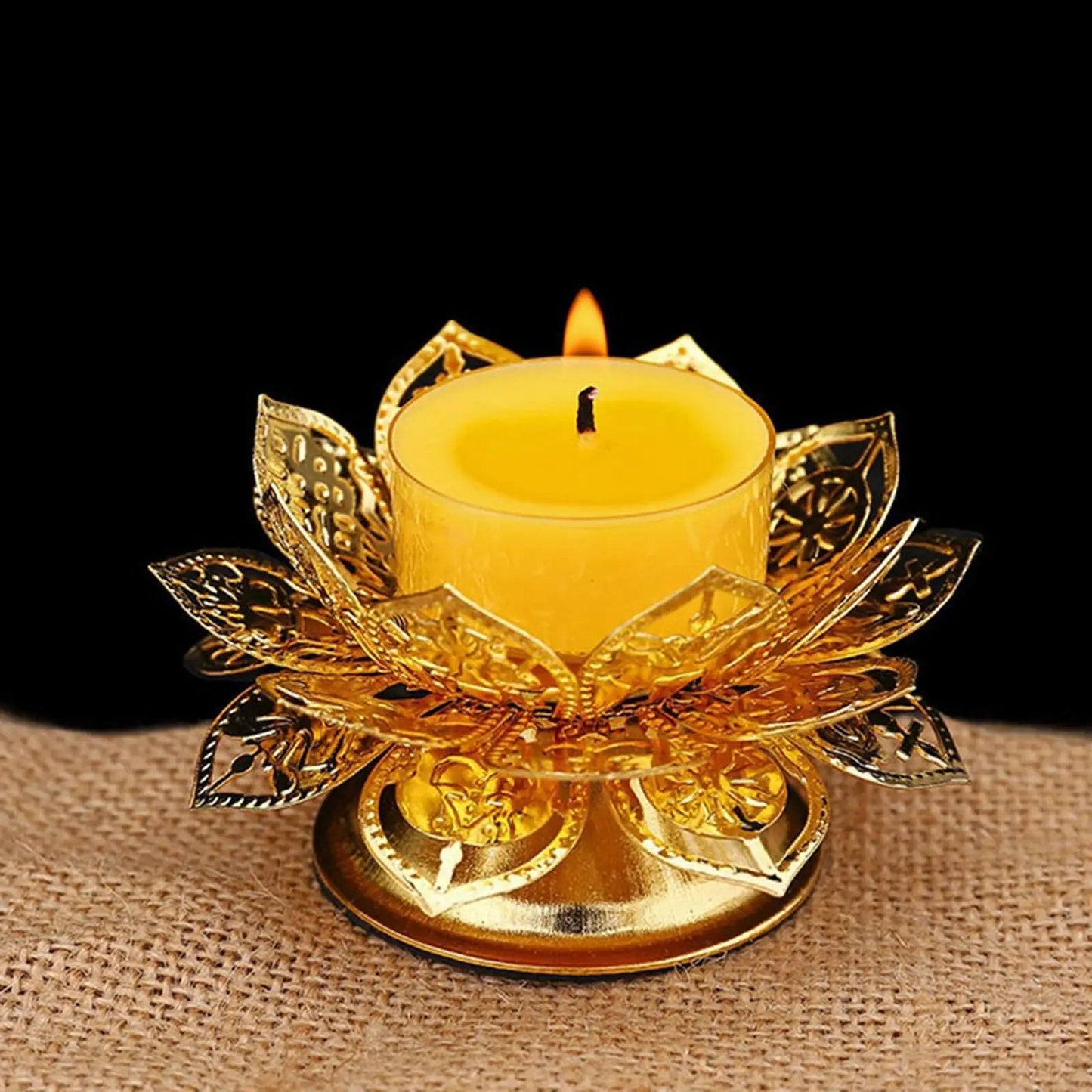 Lotus Flower Alloy Candlestick Holder