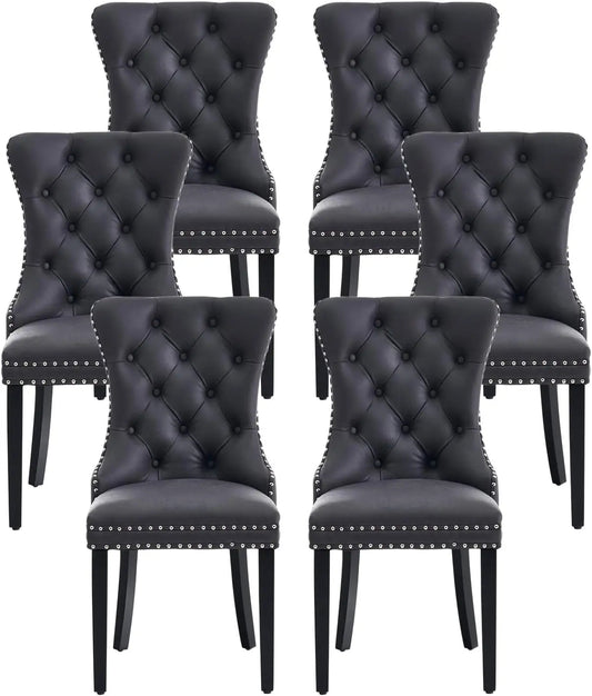 Luxurious Leather Dining Chairs Set