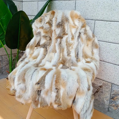 Luxurious Natural Rabbit Fur Throw