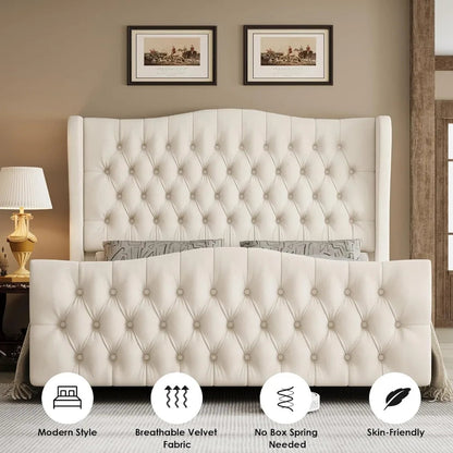 Luxurious Velvet King Bed Frame