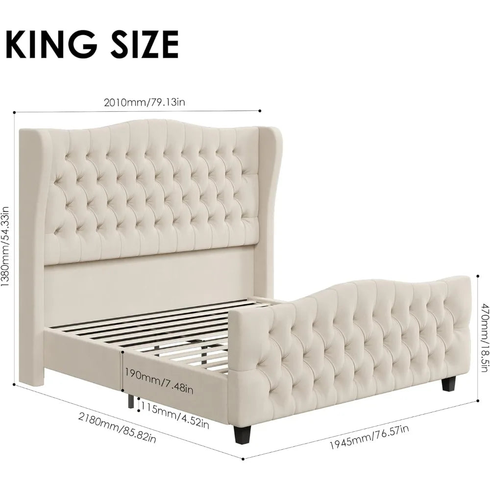 Luxurious Velvet King Bed Frame