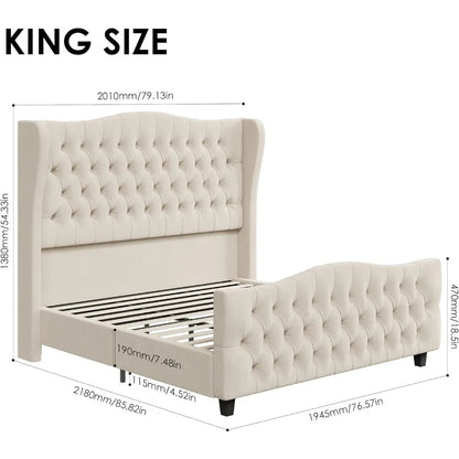 Luxurious Velvet King Bed Frame