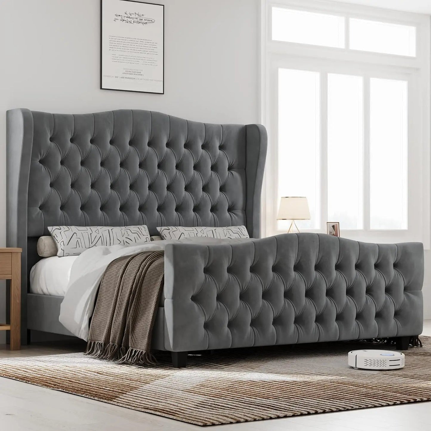 Luxurious Velvet King Bed Frame