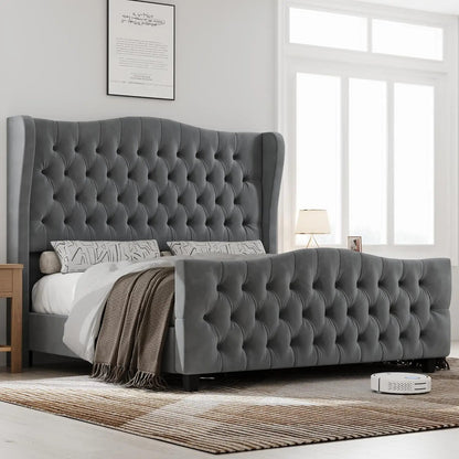 Luxurious Velvet King Bed Frame