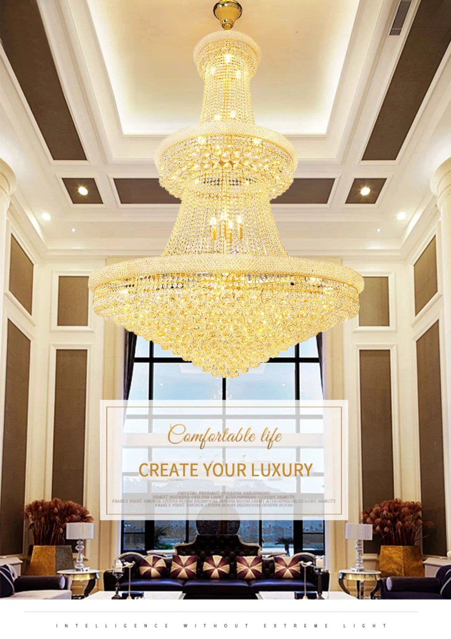 Luxury Crystal Chandelier for High Ceilings