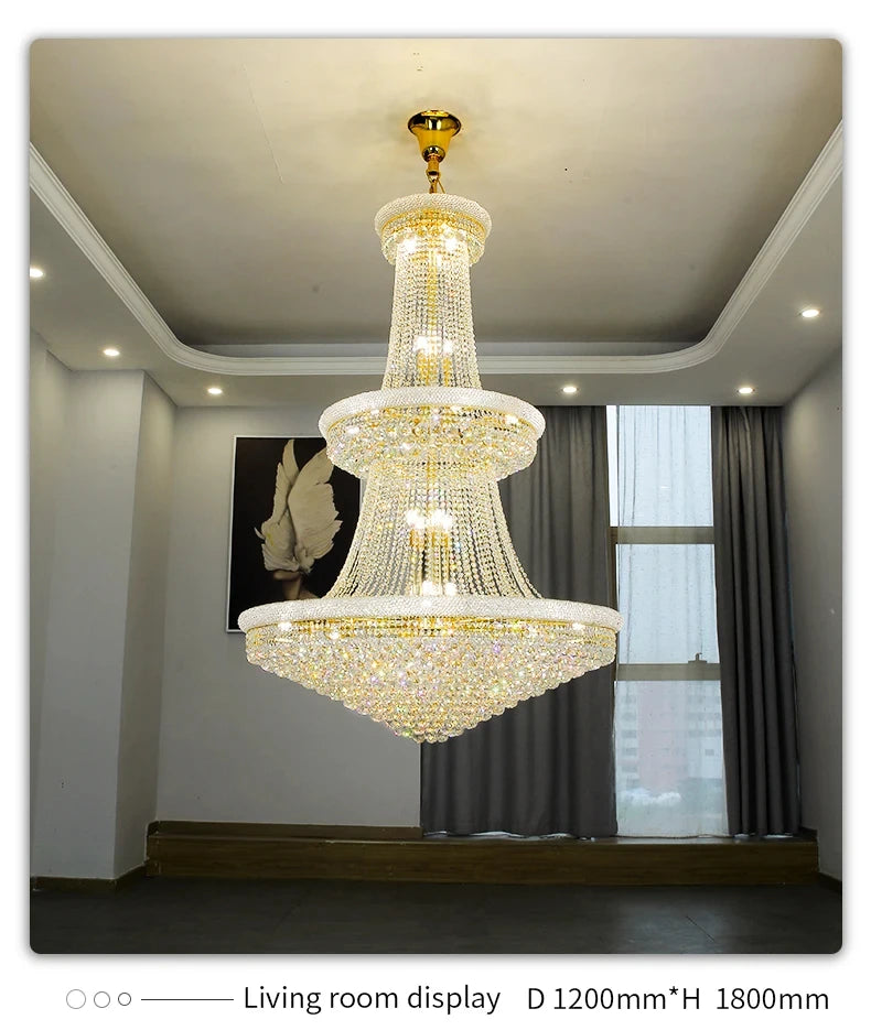 Luxury Crystal Chandelier for High Ceilings