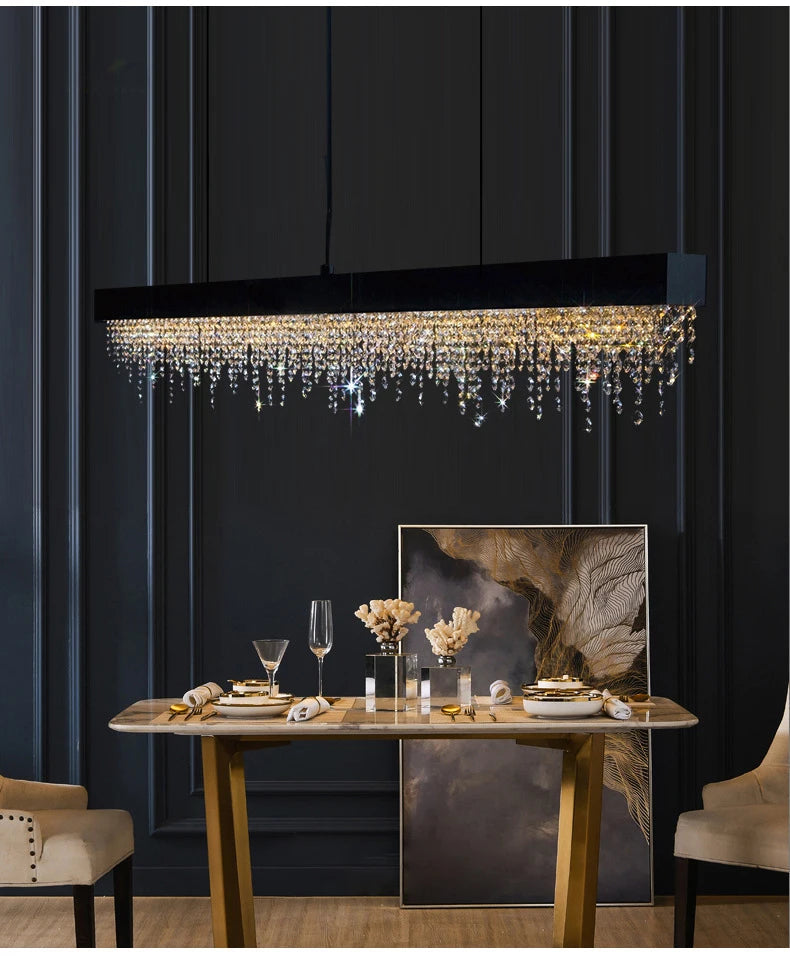 Luxury Crystal LED Chandelier - Gold/Black