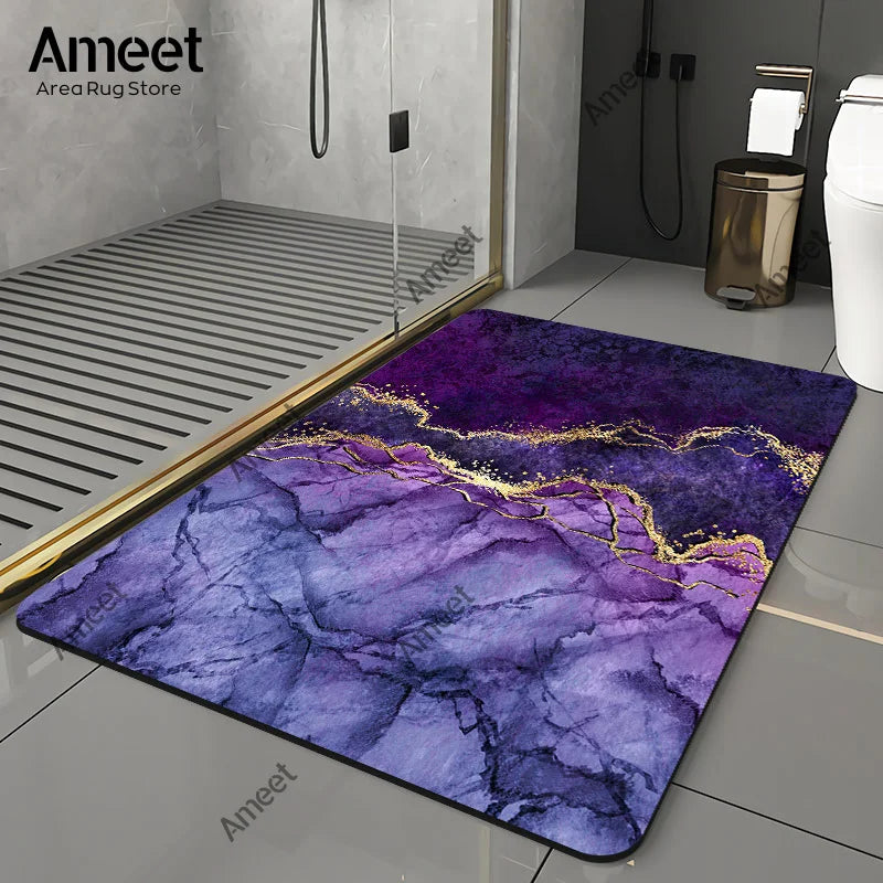 Luxury Gold Black Marble Bath Mat