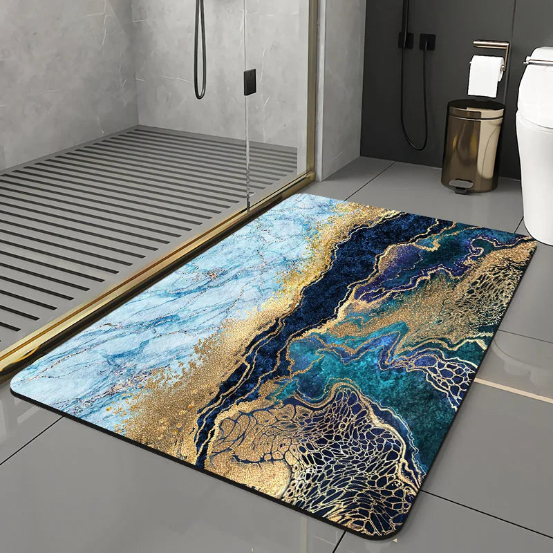 Luxury Gold Black Marble Bath Mat