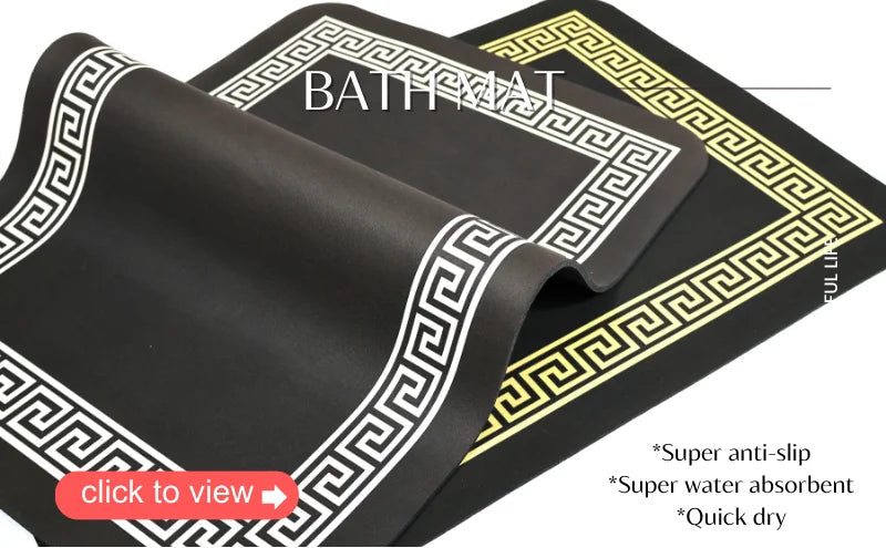 Luxury Gold Black Marble Bath Mat