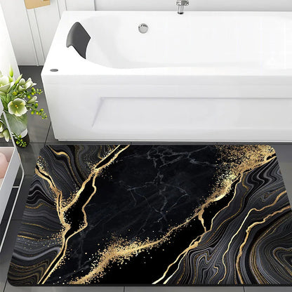 Luxury Gold Black Marble Bath Mat