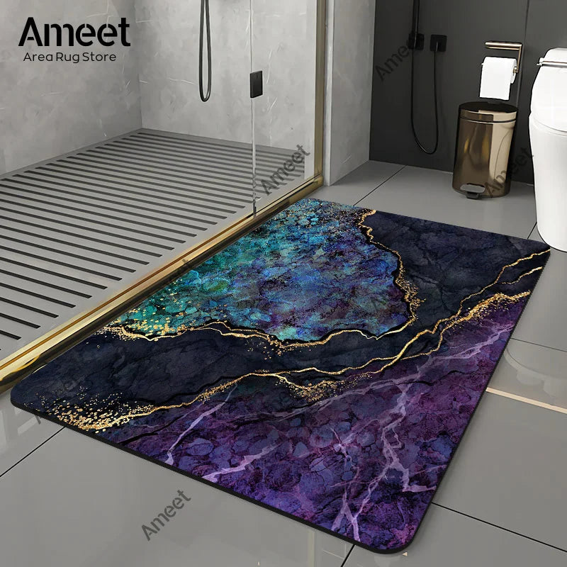 Luxury Gold Black Marble Bath Mat