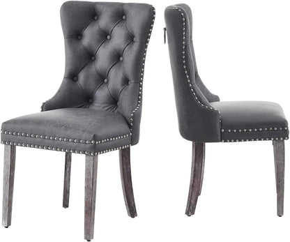 Luxury Grey Velvet Dining Chairs Set