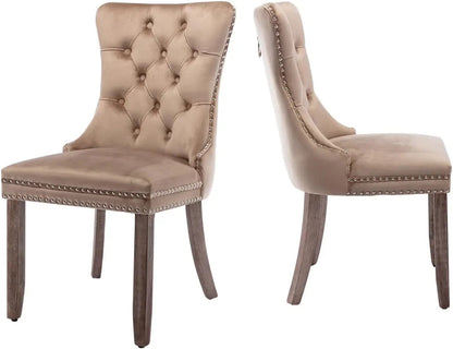 Luxury Grey Velvet Dining Chairs Set