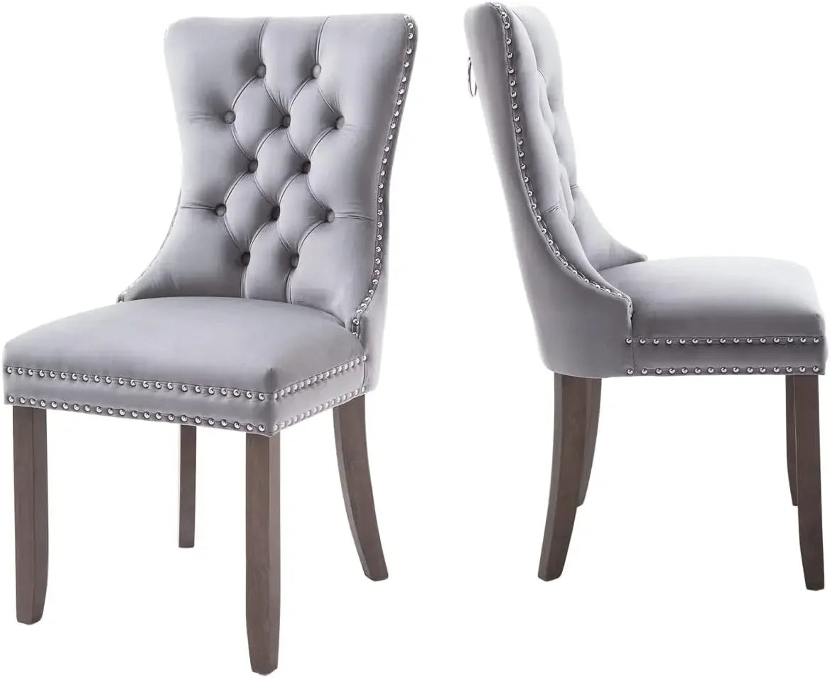 Luxury Grey Velvet Dining Chairs Set