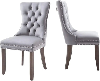 Luxury Grey Velvet Dining Chairs Set