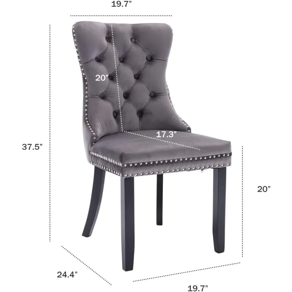 Luxury Grey Velvet Dining Chairs Set