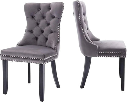 Luxury Grey Velvet Dining Chairs Set