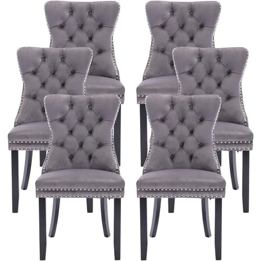 Luxury Grey Velvet Dining Chairs Set