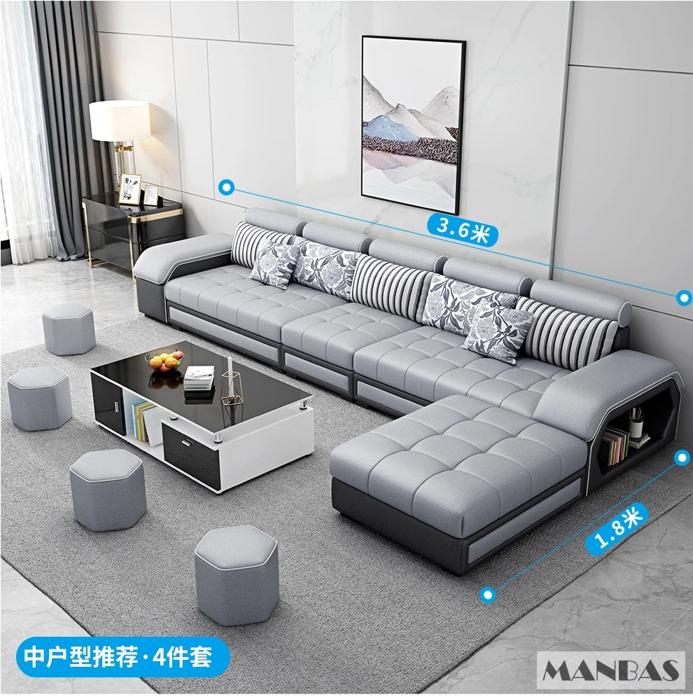 MINGDIBAO U-Shaped Fabric Sofa Set