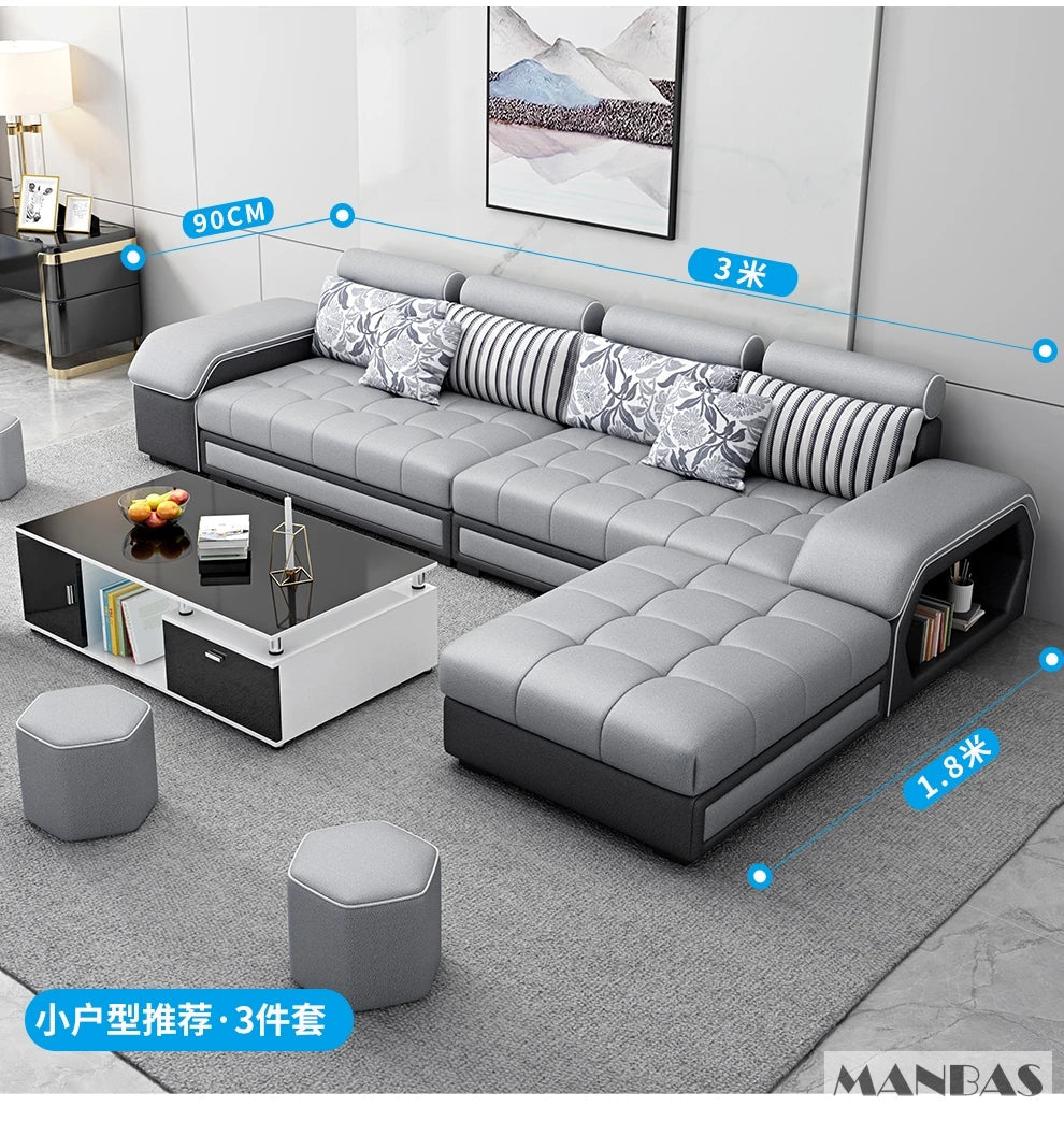 MINGDIBAO U-Shaped Fabric Sofa Set