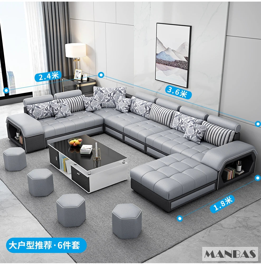 MINGDIBAO U-Shaped Fabric Sofa Set