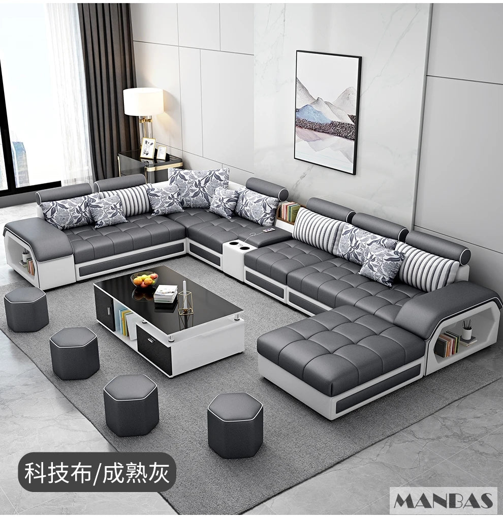 MINGDIBAO U-Shaped Fabric Sofa Set