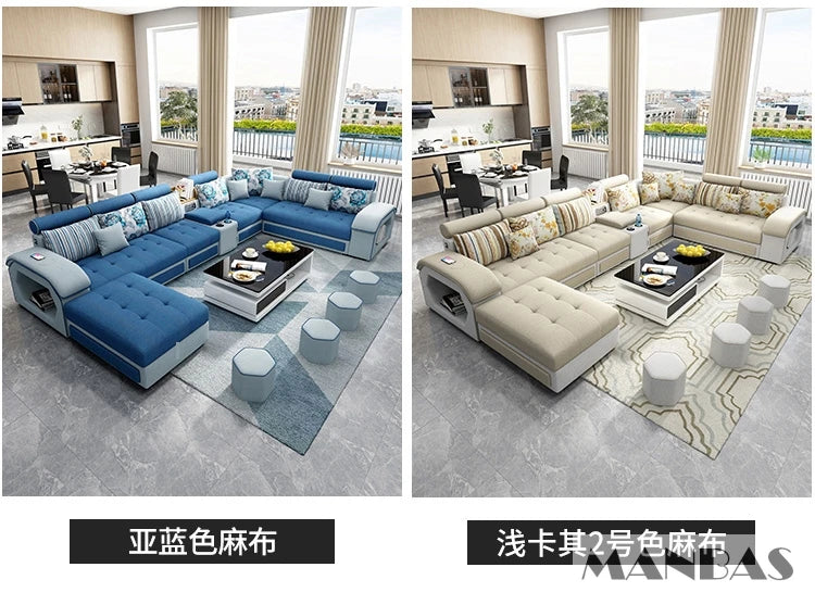 MINGDIBAO U-Shaped Fabric Sofa Set