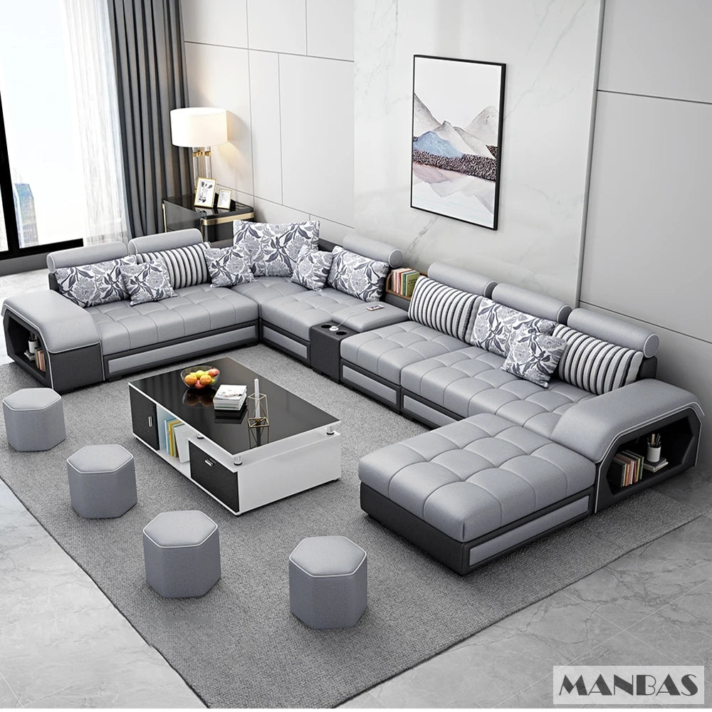 MINGDIBAO U-Shaped Fabric Sofa Set