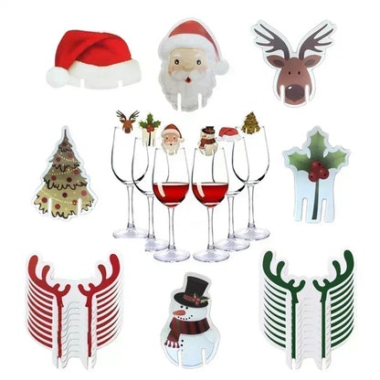 MOONBIFFY Christmas Wine Glass Ornaments