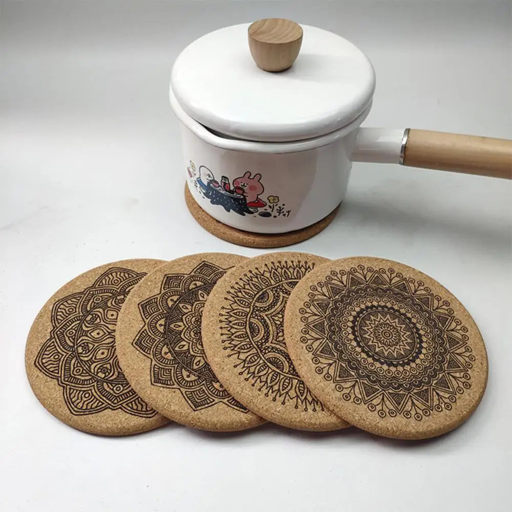 Mandala Design Wooden Coasters Set