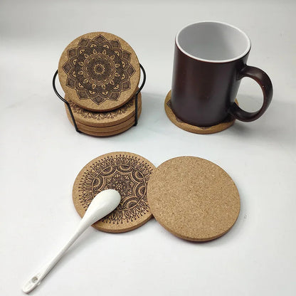 Mandala Design Wooden Coasters Set