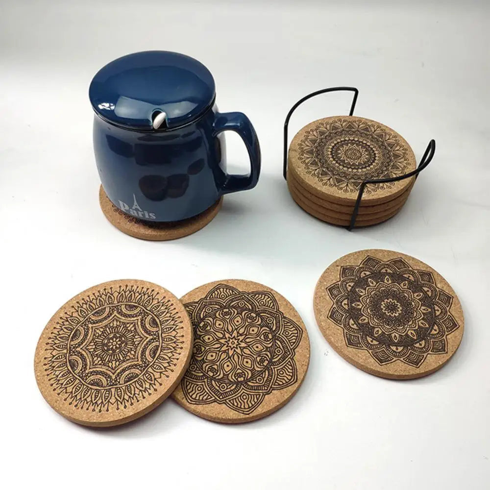 Mandala Design Wooden Coasters Set