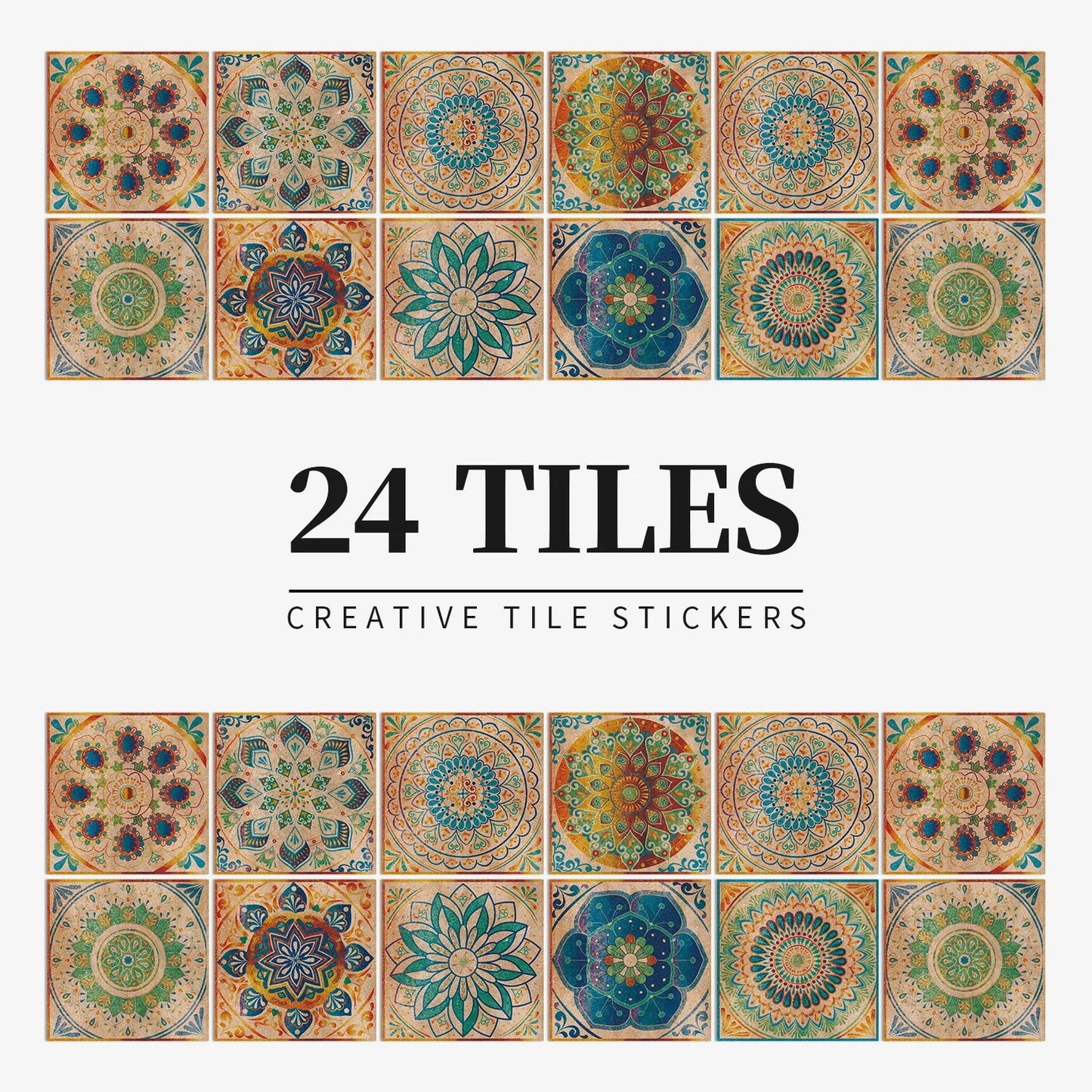 Mandala Retro Pattern Glossy Tile Stickers