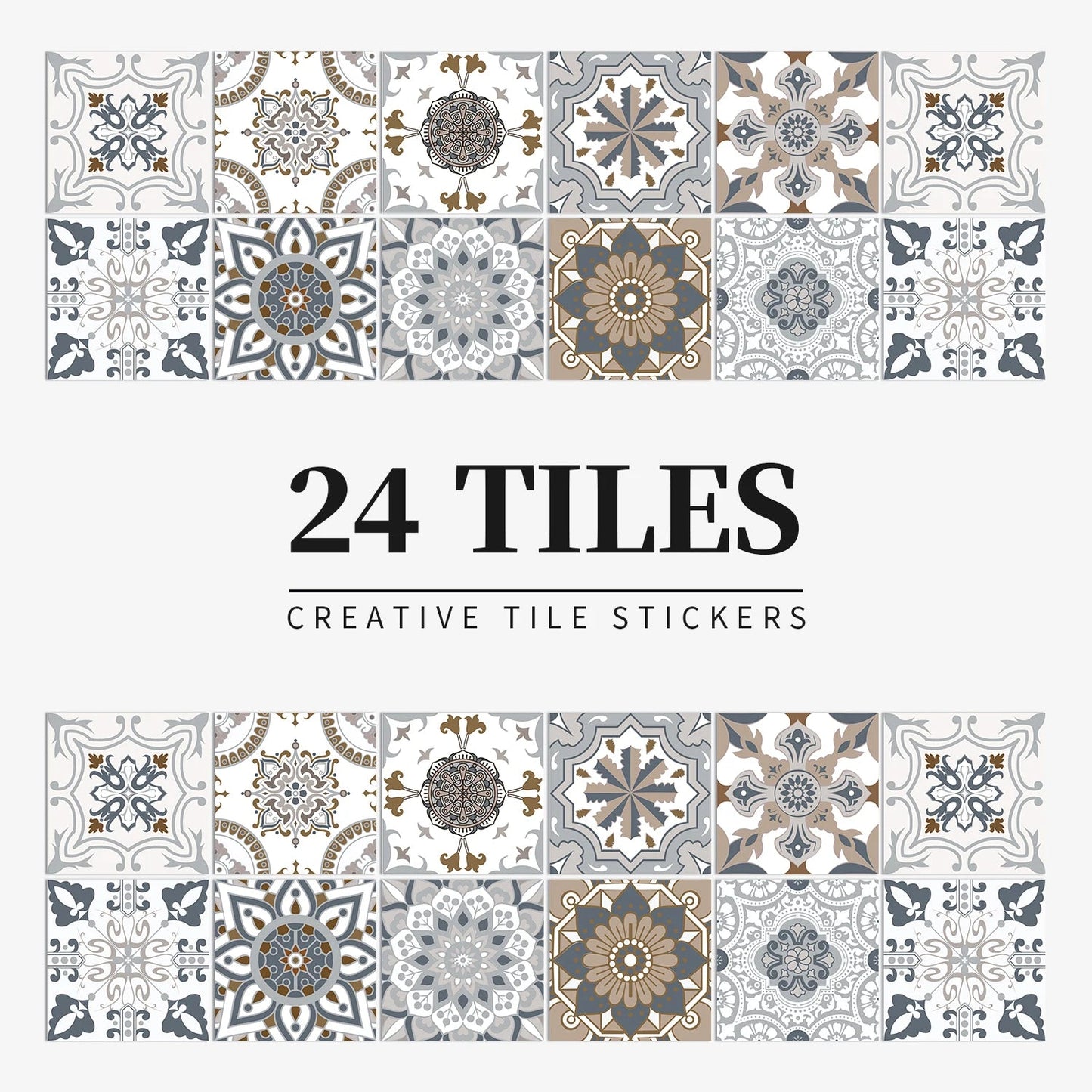 Mandala Retro Pattern Glossy Tile Stickers