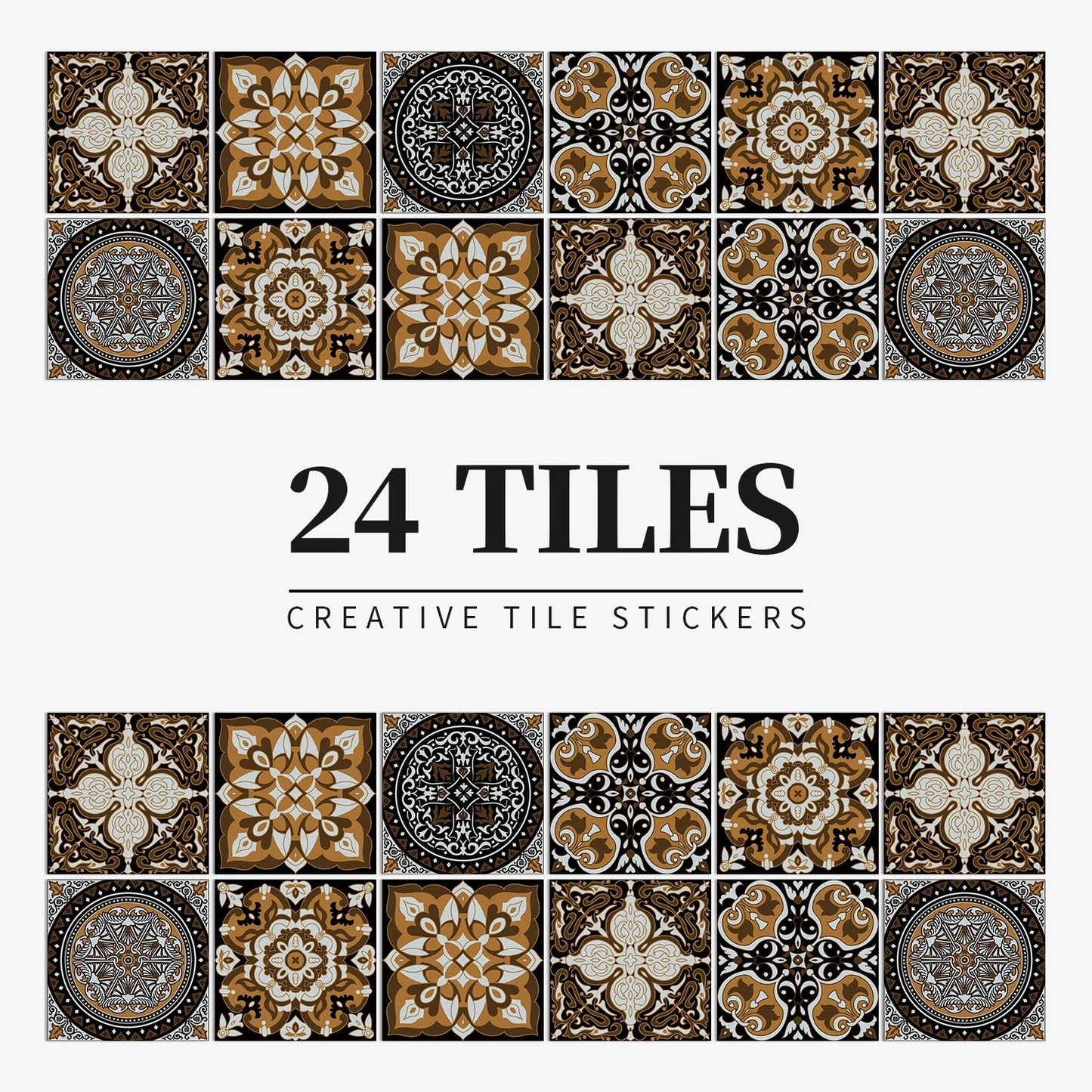 Mandala Retro Pattern Glossy Tile Stickers