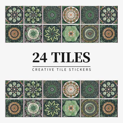 Mandala Retro Pattern Glossy Tile Stickers