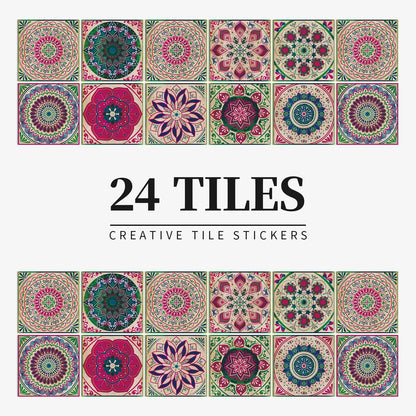 Mandala Retro Pattern Glossy Tile Stickers