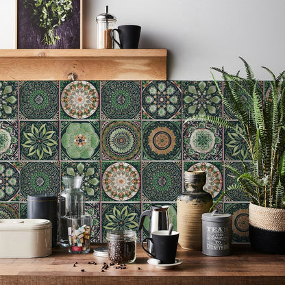 Mandala Retro Pattern Glossy Tile Stickers