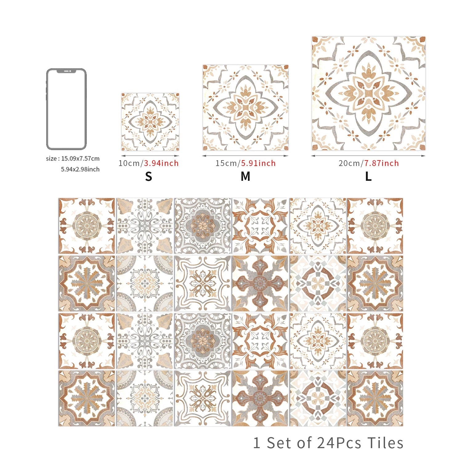 Mandala Retro Pattern Glossy Tile Stickers