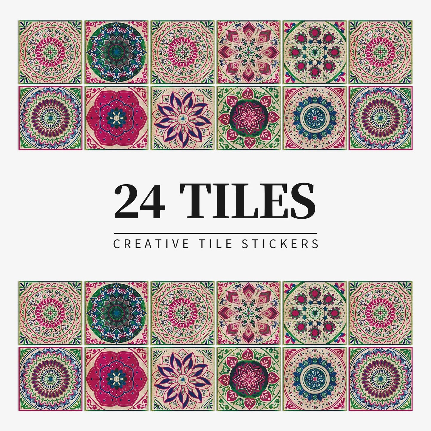 Mandala Retro Tile Stickers - Waterproof