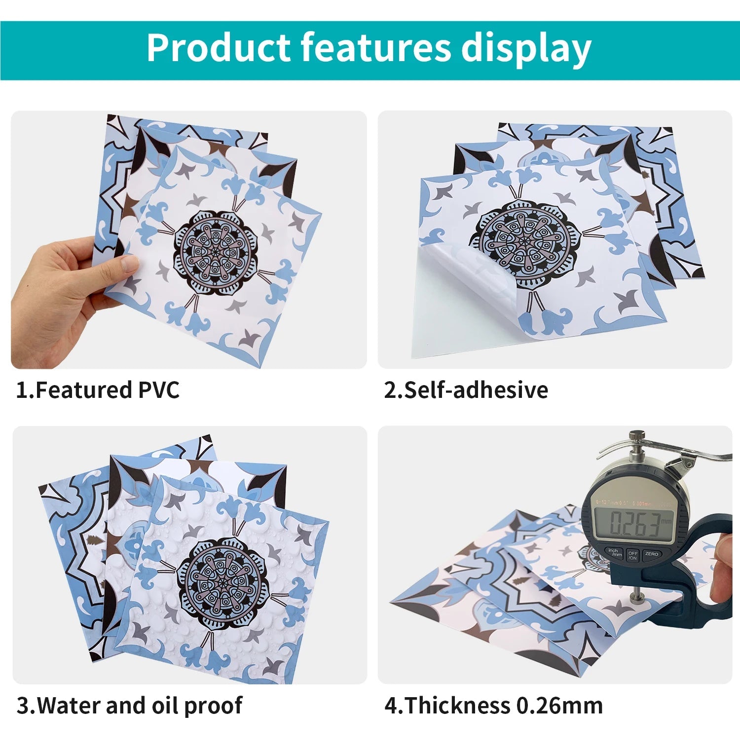 Mandala Retro Tile Stickers - Waterproof