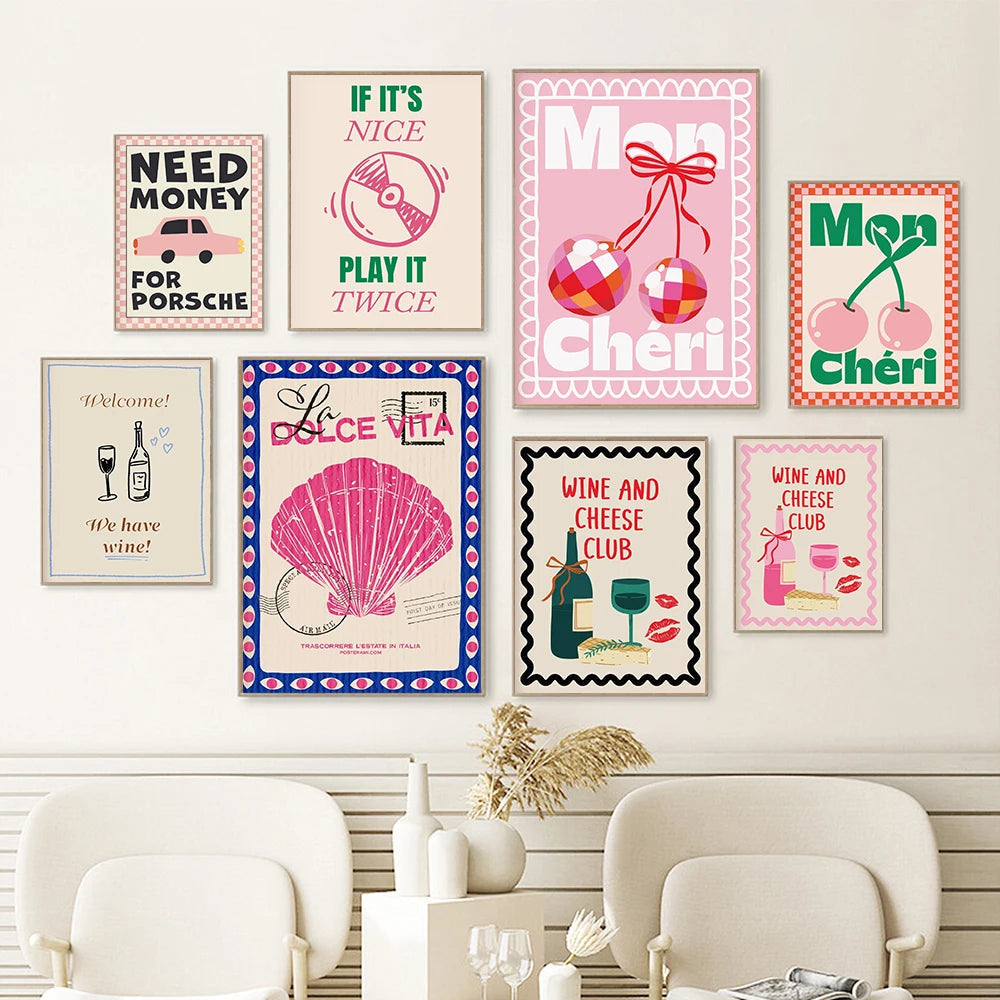 Maximalist Pink Party Canvas Art