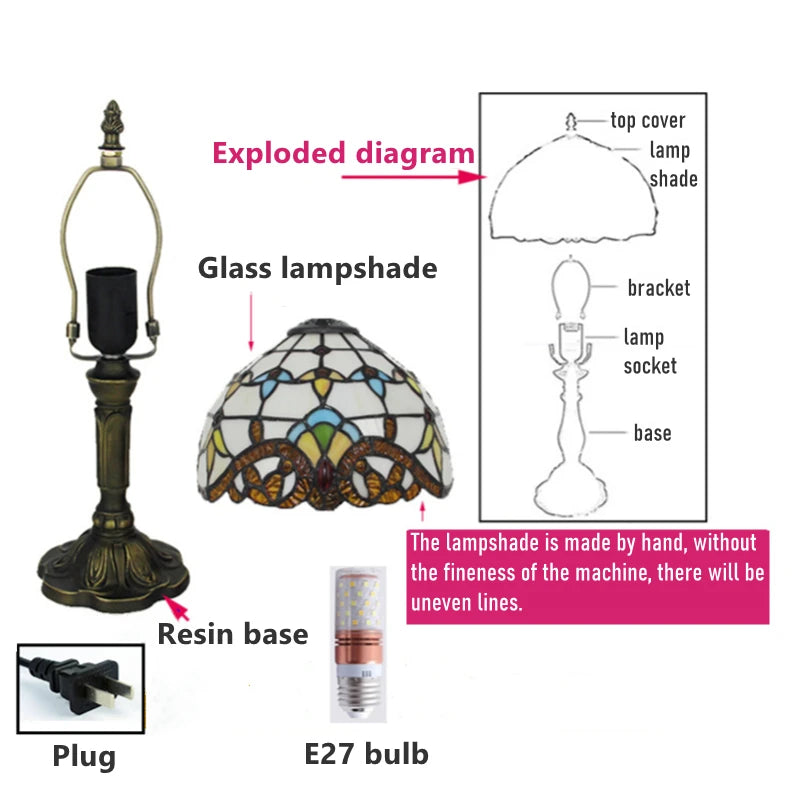 Mediterranean Stained Glass Table Lamp