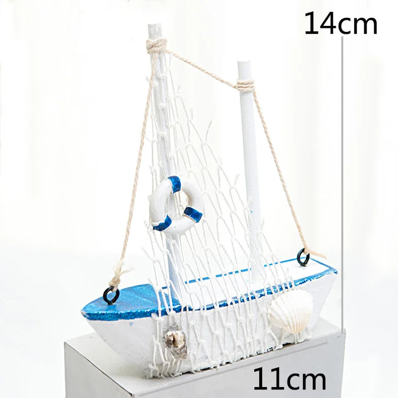 Mediterranean Wooden Sailing Boat Ornament