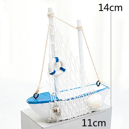 Mediterranean Wooden Sailing Boat Ornament