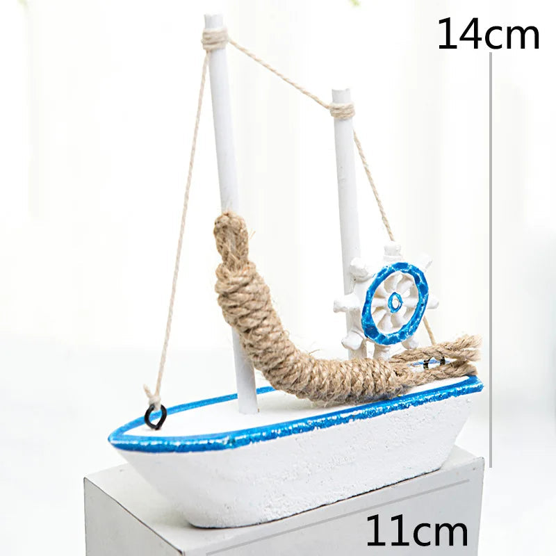 Mediterranean Wooden Sailing Boat Ornament